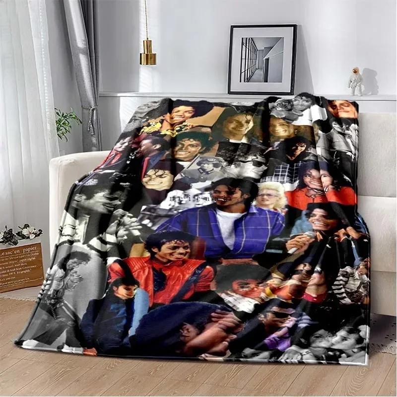 Custom Pop Music Michael J-Jackson Printed Flannel Blanket , Warm Soft Cozy Blanket Flannel Livingroom Home Decor Birthday Gi