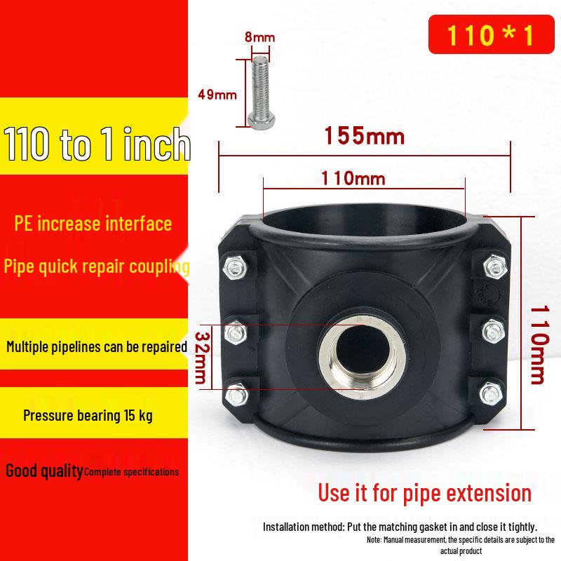 Stainless Steel PE Female Thread Increaser 25-110: Quick Water Distribution Saddle & Emergency Repair Fittings