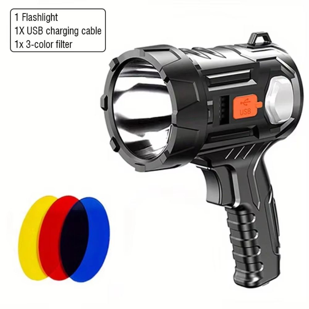 Long-Lasting Battery LED Searchlight 3000 Lumens Handheld  Flashlight  Outdoor Camping