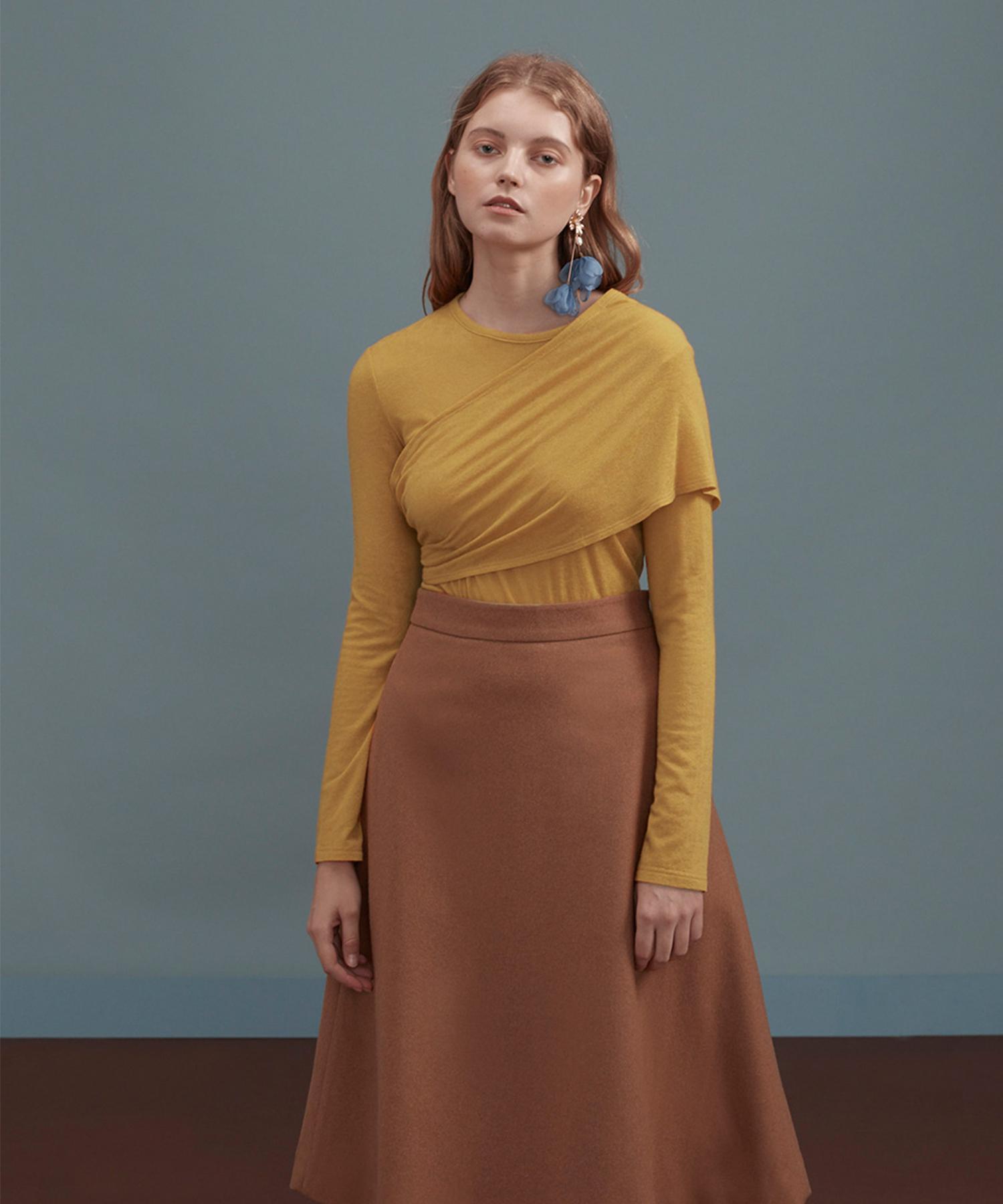 I Jeno Ri Mustard Wool Knit With Shoulder Strap Mustard/M