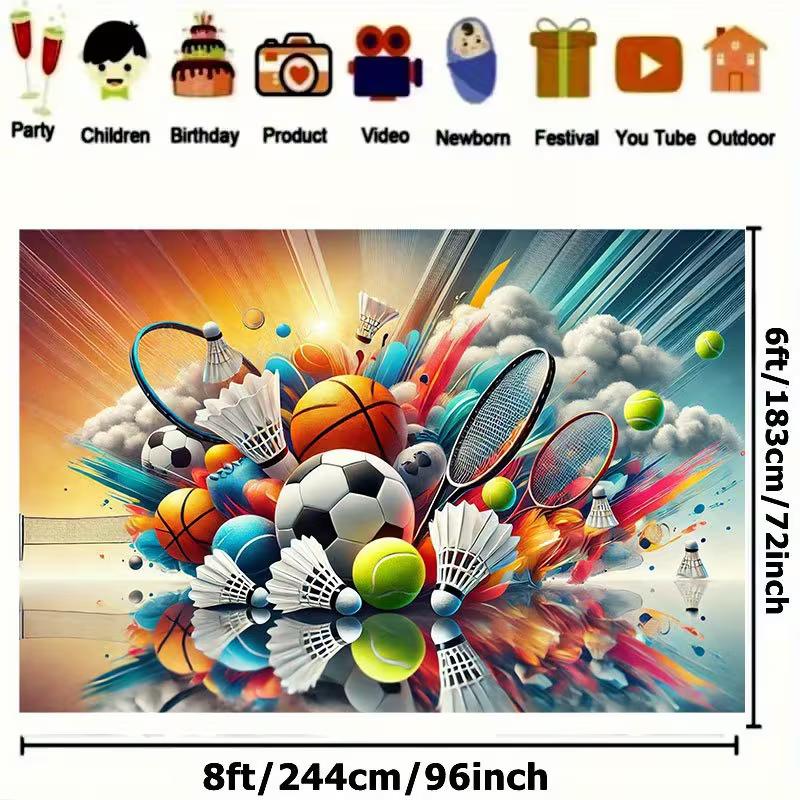 2D bunter Sport-Hintergrund für Kinderzimmer & Fitnessstudio-Dekoration