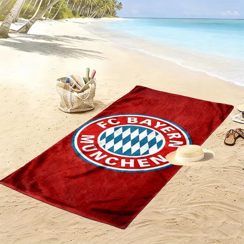 FC Bayern Munchen Print Beach Towel, Large Soft Quick Dry Towel for Beach Camping Swimming
