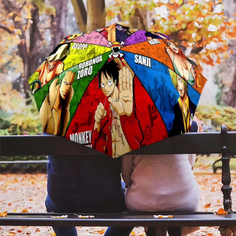 1 Stück Automatischer Faltregenschirm - Anime One Piece Muster Tragbares faltbares Design Mit 8 Rippen Weihnachts-Geburtstagsgeschenke