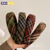 Retro French Tweed Sponge Headband Plaid Autumn Winter Face-washing All-match Simple Outfit Headband Female Accessories