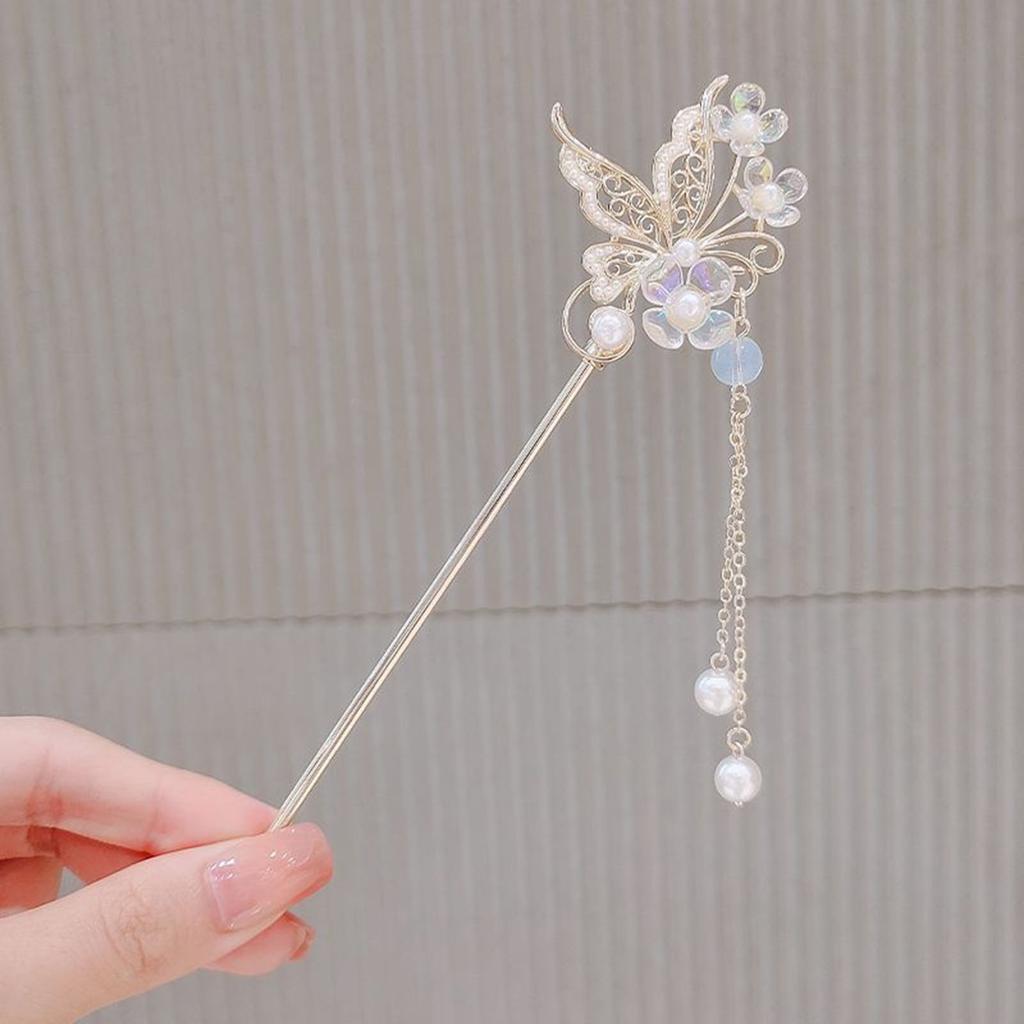Chinese Style Vintage Hairpin Elegant Flower Vine Jade Stone Hair Stick Hanfu Cheongsam Evening Dress Hair Decor Accessories