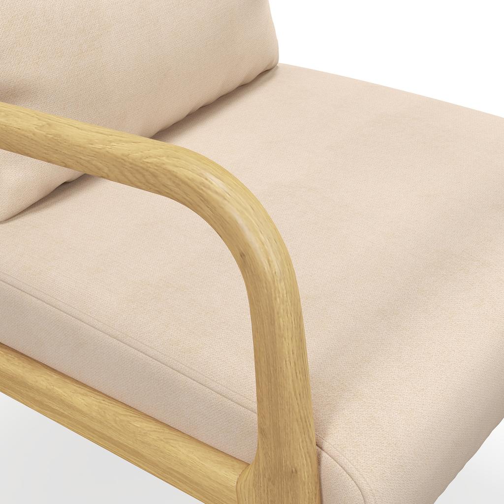Velvet armchair with wooden frame. S-shaped spring padding and cushion. 61x78x76cm. Beige