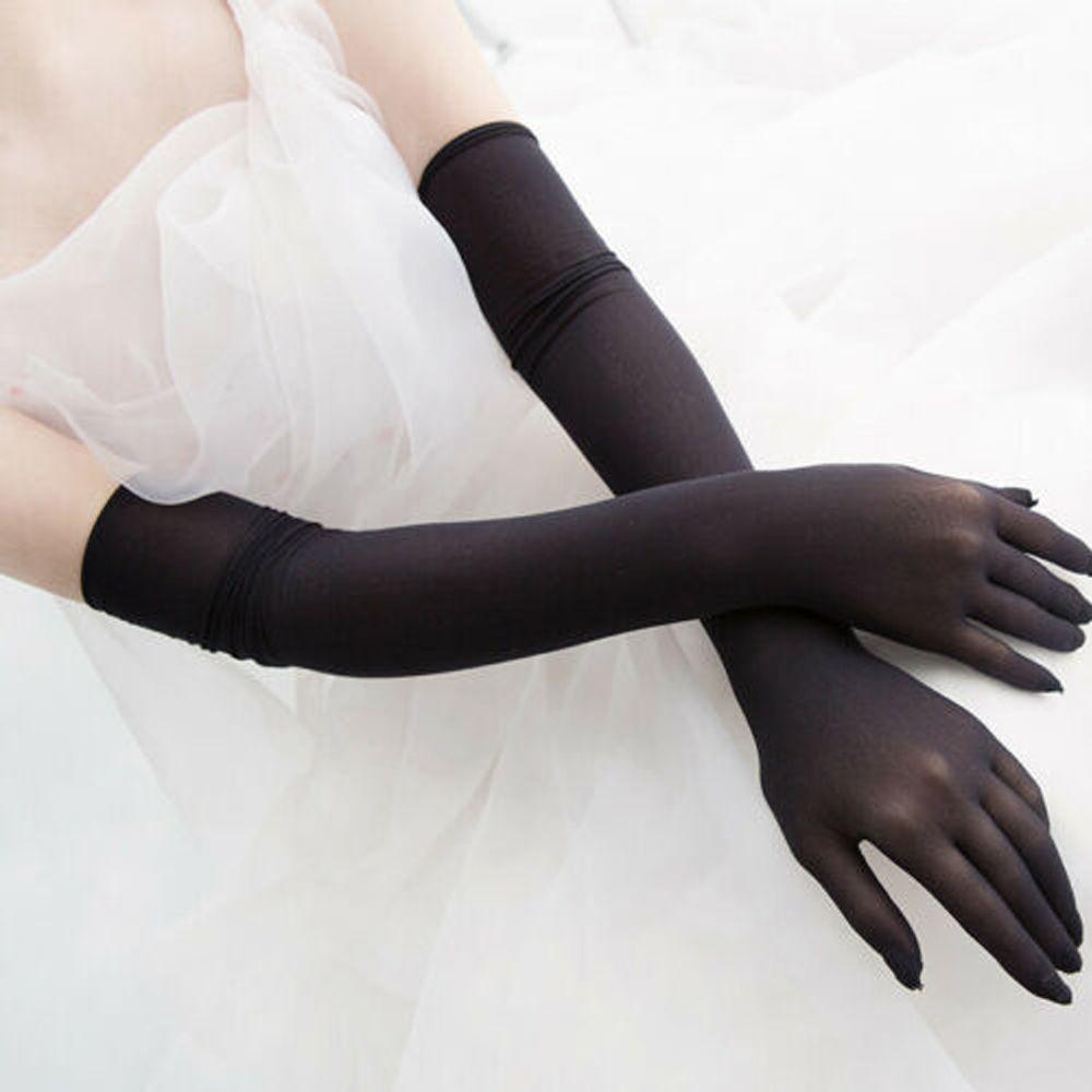 Protection Full Finger Mesh Long Sheer Finger Pantyhose Gloves Seamless Mitten Transparent Gloves