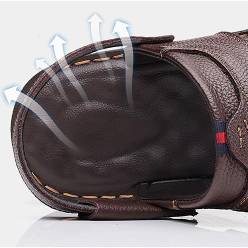 Fashion Fashion Comfortable Men's Sandals Solid Color Open Toe Mens Leather Sandals 2024 New Slippers Beach for Male Leather Footwear