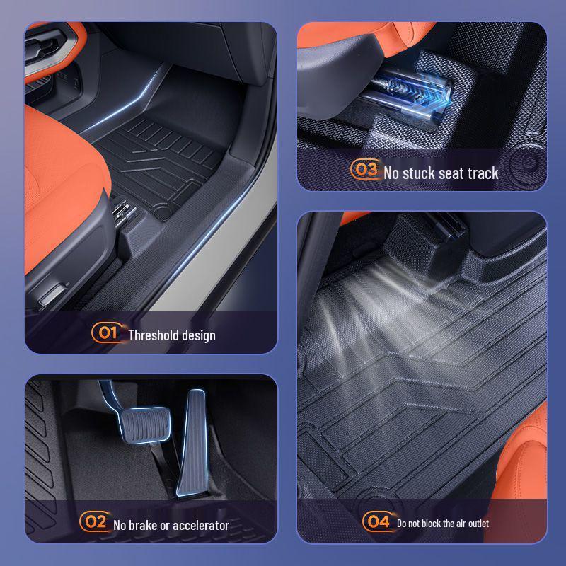 TPE Surround Titanium 7 Car Floor Mats with Leopard Print Door Sill - 2025 Edition