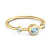 Blue Topaz Triple Bezel-Set Ring - 925 Sterling Silver Gold Vermeil