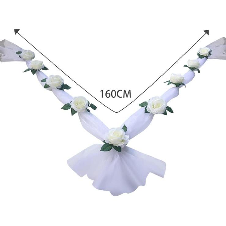 Wedding Car Front Flower Decoration Artificial Flowers Ribbon Bows Floral for Wedding Car Decoration Party Events Accessories Wedding Supplies