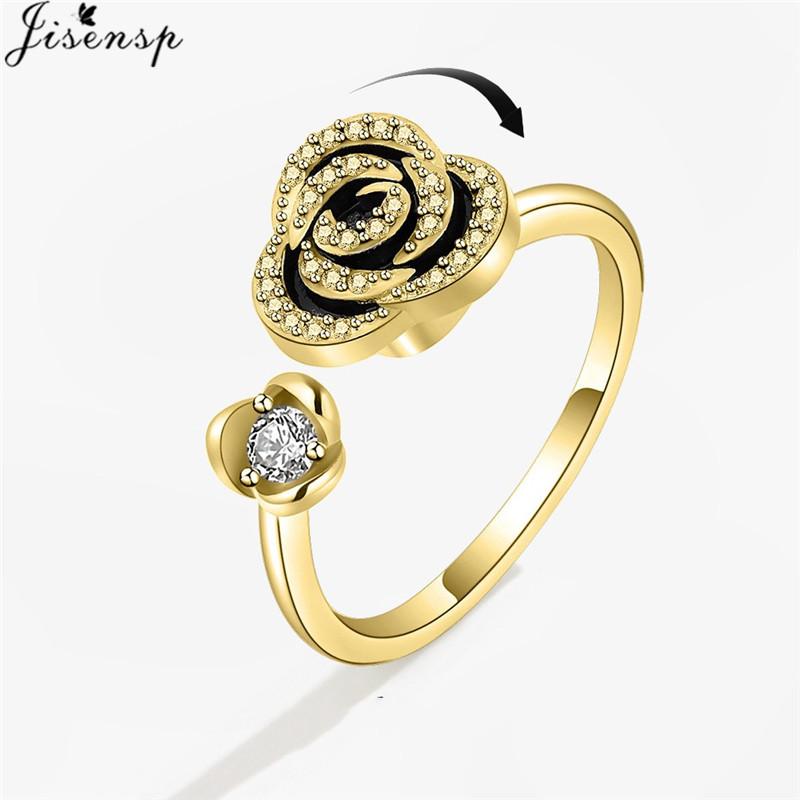 Luxury Anxiety Ring Fidget Spinner Ring for Women Crystal Flower Butterfly Animal Finger Ring Rotate Anti Stress Wedding Jewerly