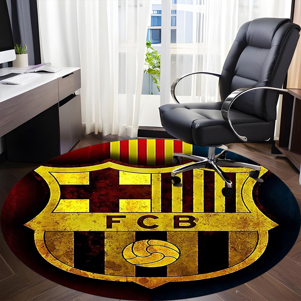 1pcBarcelona Football Office Round Area Rug, Indoor Mat Suitable For Office, Bedroom Living Room Home Decor, Room Deco, Offic A0928169