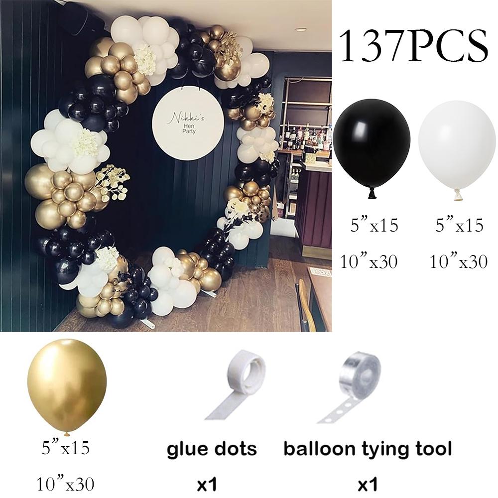 

White Black Balloons Garland Metallic Gold Balloon Arch Kit Graduation New Year Kid Birthday Party Baby Shower Decoration Globos AS Picture