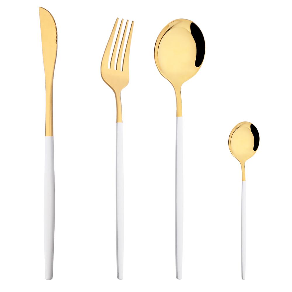 Western Purple Silver Tableware New Dinnerware Set 4Pcs Stainless Steel Kitchen Knife Fork Spoon Complete Cutlery Flatware Set