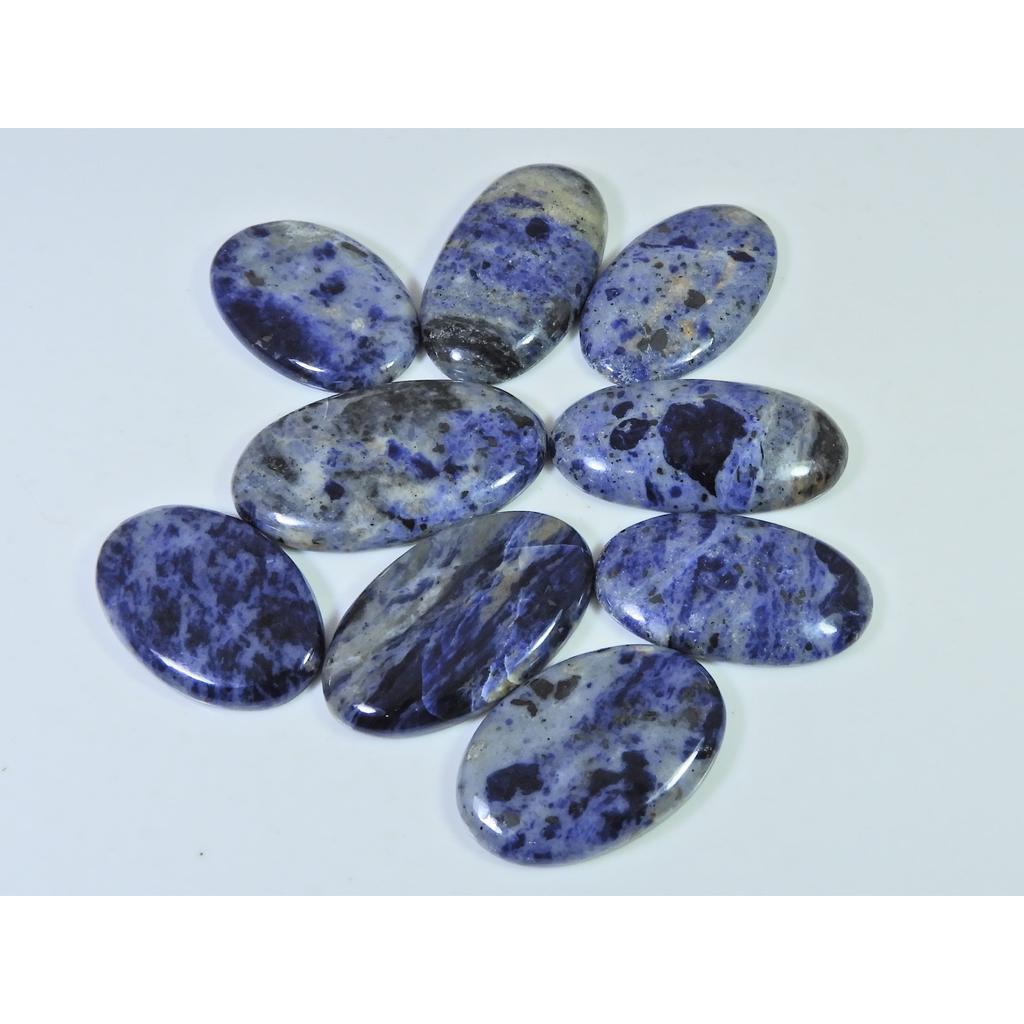 363Cts. Natural Blue Sodalite Oval Cabochon Loose Gemstone 09Pcs Lot 33-41MM C-1498