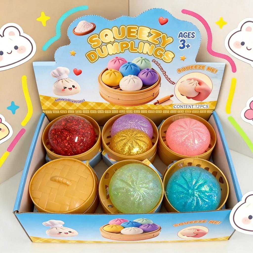 Simulation Flash Dumpling Stress Relief Ball Sparkling Soft Decompression Toy for Office And Home Decor Adult Mini Gift