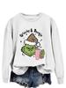 Women's Fashionable Leopard Print Christmas Sweatshirt with Grinchy Hat Design