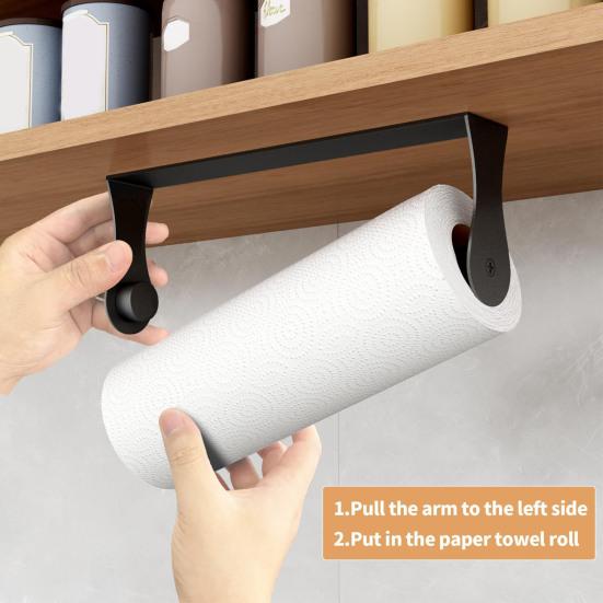 Yousheng Tissue Holder Under Cabinet Stainless Steel Kitchen Bathroom Rack Easy Installation Tissue Roll Clamp