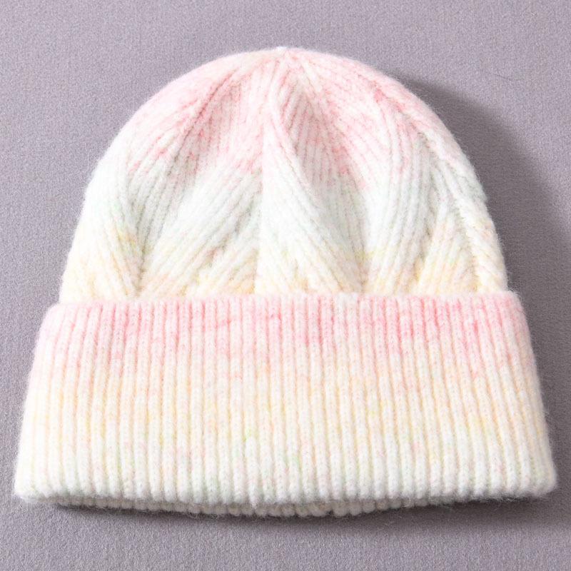 Gradually change knitted hat twill yarn ins wind wool blend outdoor wool hat ear protector warm wool hat