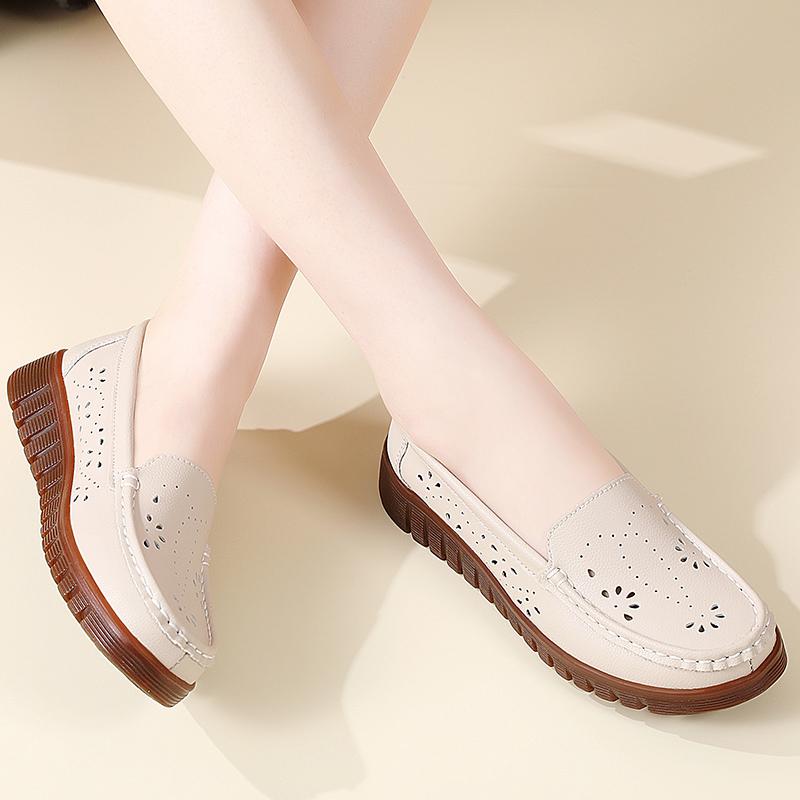 Women's Summer Loafers Leather Driving Moccasins Comfort Flats Casual Slip On Plus Size Shoes for Girl
