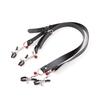 Black Leather  Harness Set – Nipple Clamps, Labia Clips & Restraints for Fetish Bondage & Erotic Couple Play