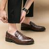 Fashion Gentlemans Stylish Genuine Leather Men Casual Shoes Classic Handmade Leather Shoes Comfortable Business Thick Soled Shoes Spring