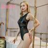 Sexy Dessous Mesh Perspektive Sexy Einteiler Reißverschluss Lackleder Badeanzug Uniform