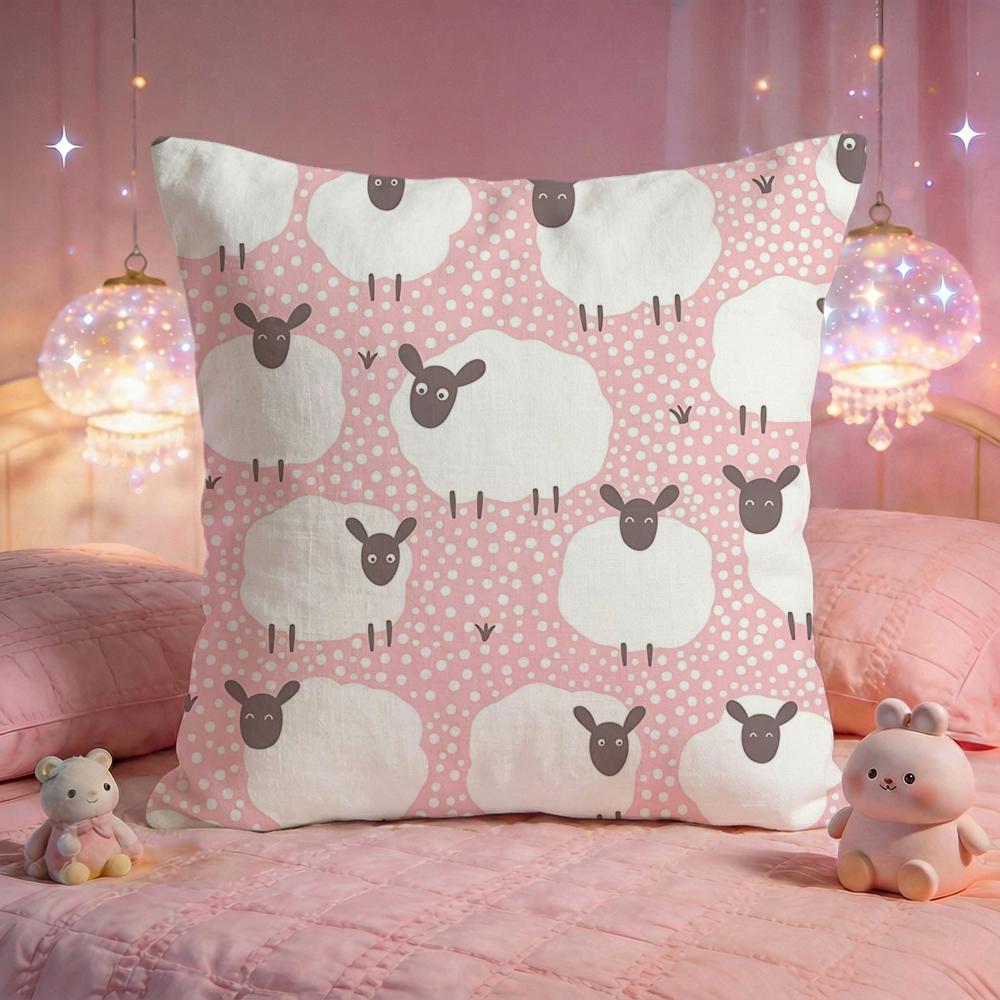Fluffy Little Sheep Cushion Cover Premium Comfort Reversible Pillow Cove Two in One Design for Any Room  Car Interior