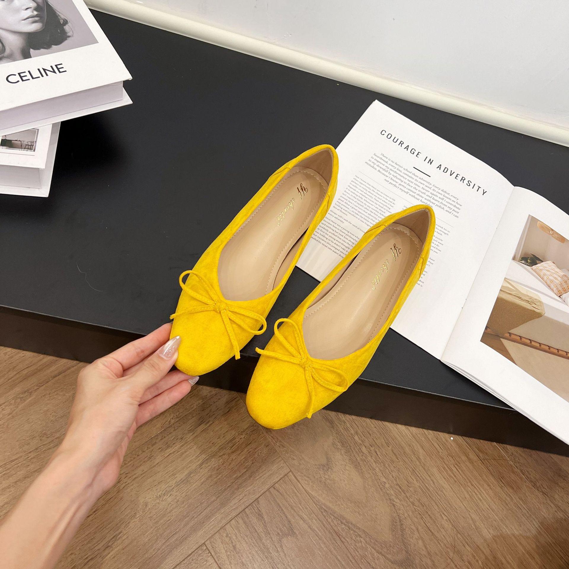 

Small inner height increase women s shoes, sweet suede bow round head single shoes, not tired feet, shoes with skirts in summer 33