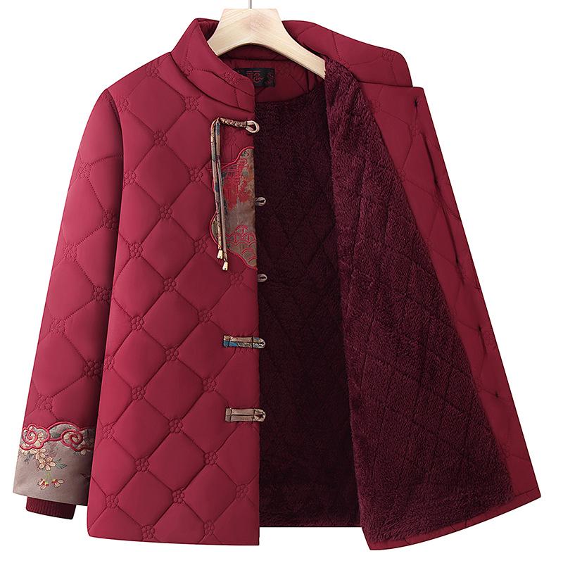 Grandma Style Cotton Padded Jacket: Chinese-Inspired Winter Wear for Women