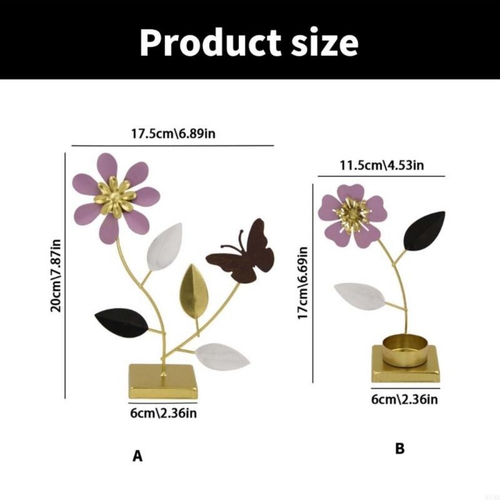 Decorative Floral Candle Holder Romantic Metal Tealight Holder Butterfly Flower Stand  Home Decor