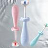 Children Toothbrush with Three-Head Design Cartoon Shape Bright Color Soft Bristles Kids Toothbrush Oral Care Teeth Cleaning Tool