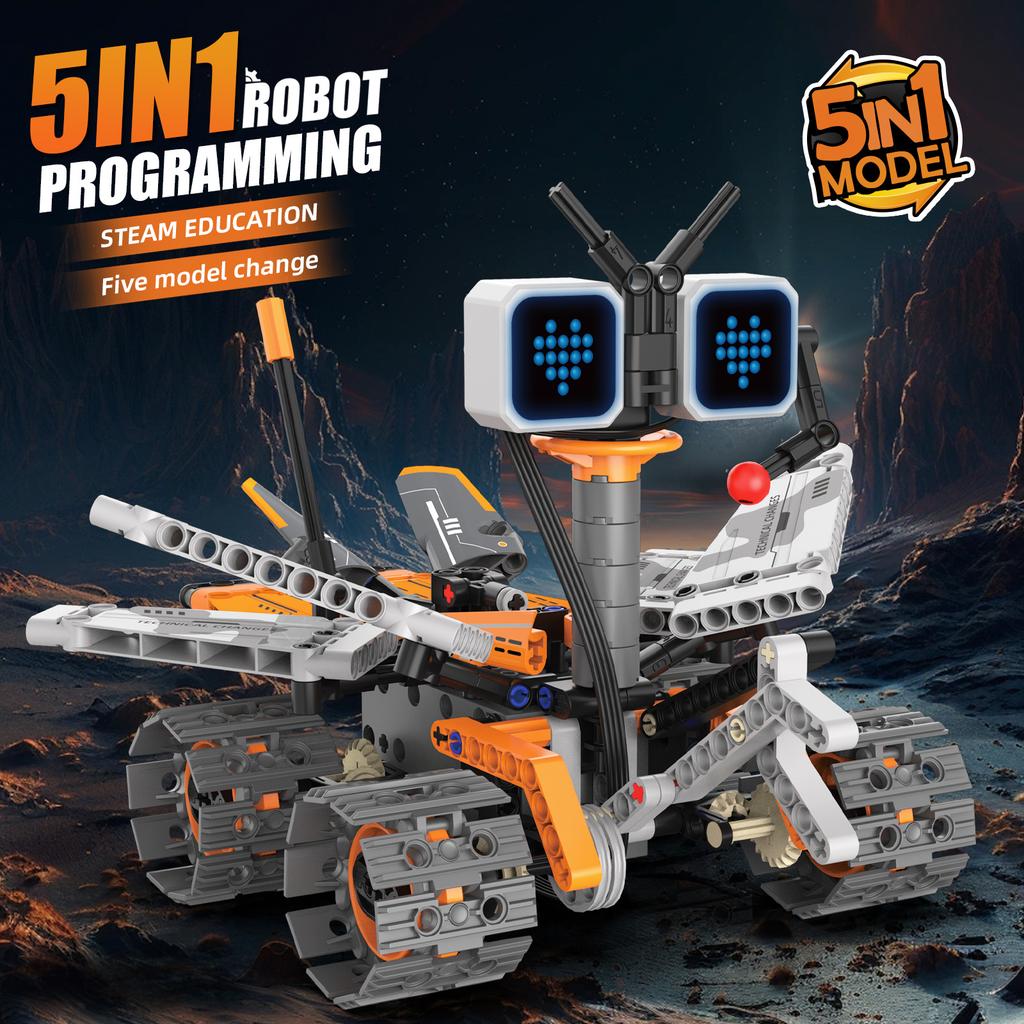 Moc 346Pcs 5 In 1 Creative Electric Rc Interstellar Robot Building Blocks Satellite Robot Children'S Puzzle Toys Birthday Gift