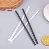 100Pcs Black Flexible Plastic Drinking Straws Single Piece Paper Packaging Rietjes for Party Kitchen Beverage Use