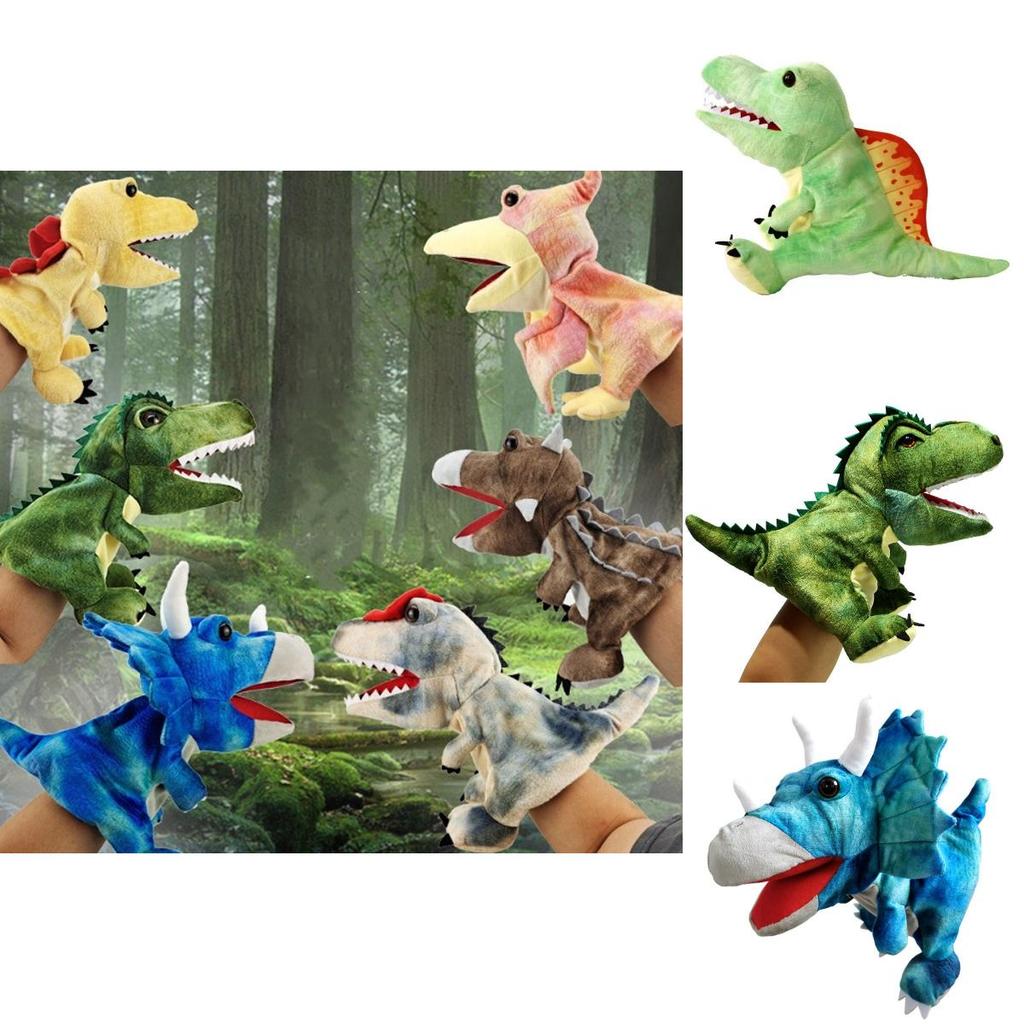Jucărie de pluș cu marionetă de mână de dinozaur, moale și drăgălașă, pentru joaca imaginativă a copiilor