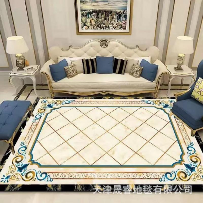 Modern Marble Print Area Rug Living Room Sofa Coffee Table Decorative Floor Mat Crystal Velvet Non-Slip Durable Washable