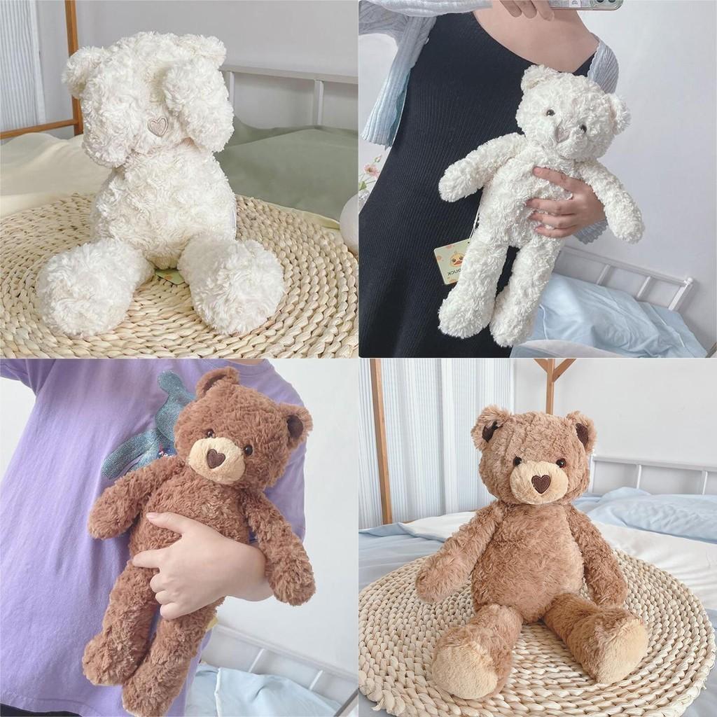 Uroczy pluszowy miś w kształcie serca dla kojącego komfortu 16,5 cala wysokości, długie futro w kolorze brązowym