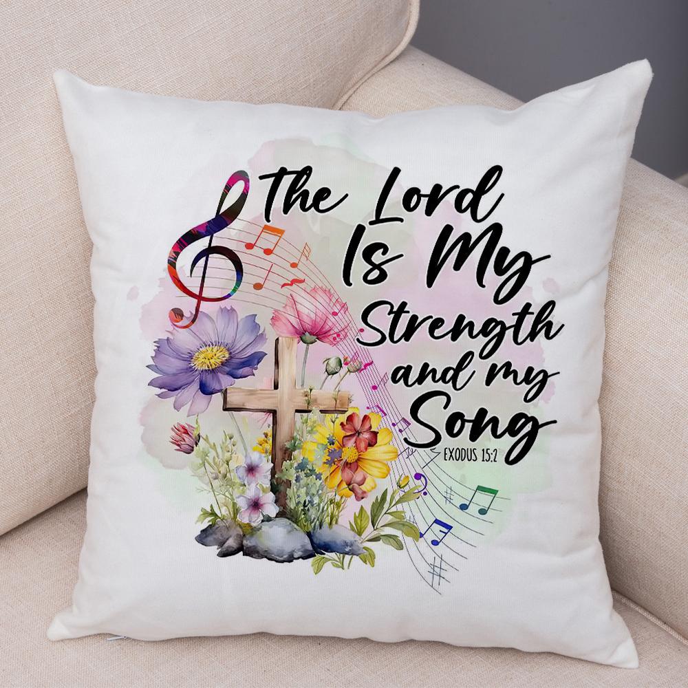 Grow In Grace Flowers Pillowcase Double Print Faith Hope Love Cushion Cover Soft Plush Wildflowers Cross Pillowe Case for Sofa