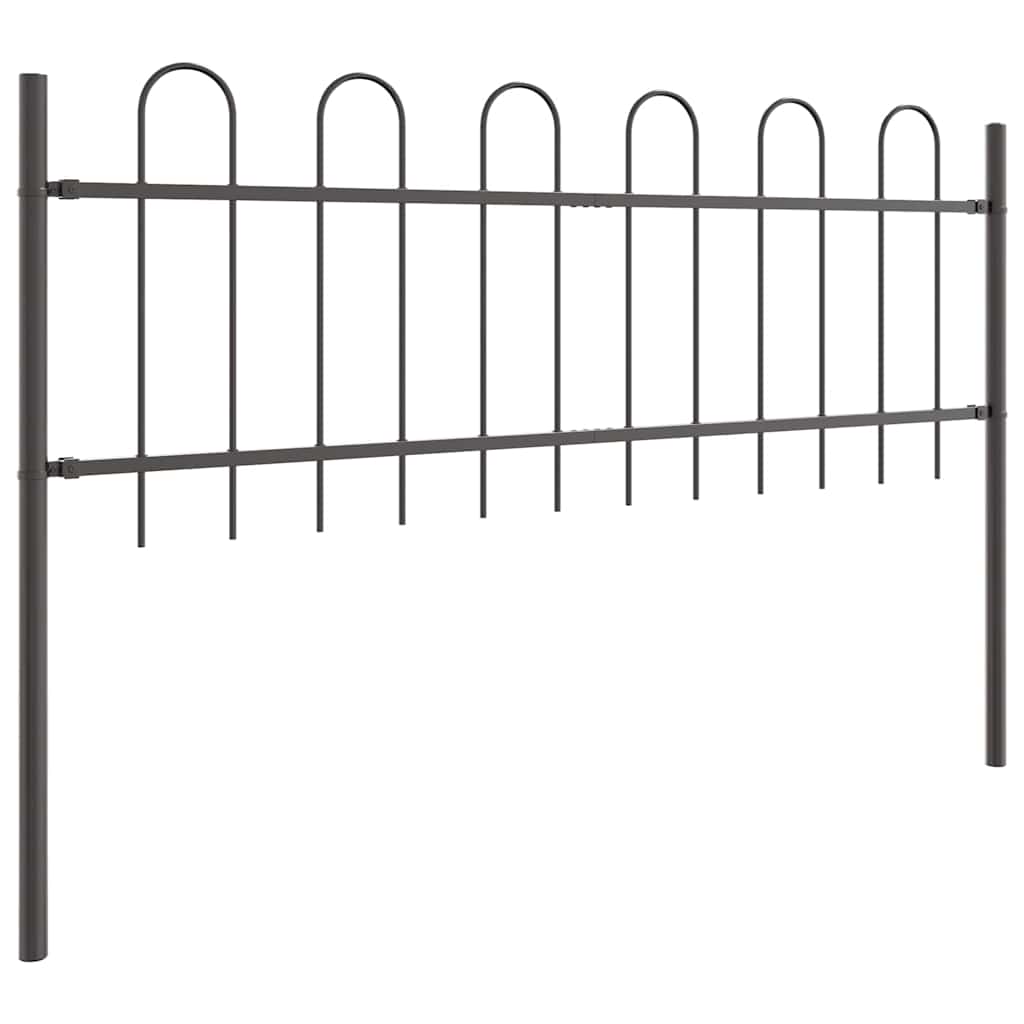 Garden Fence 8 pcs Grey 13.6 x 0.6 m Powder Coated Steel