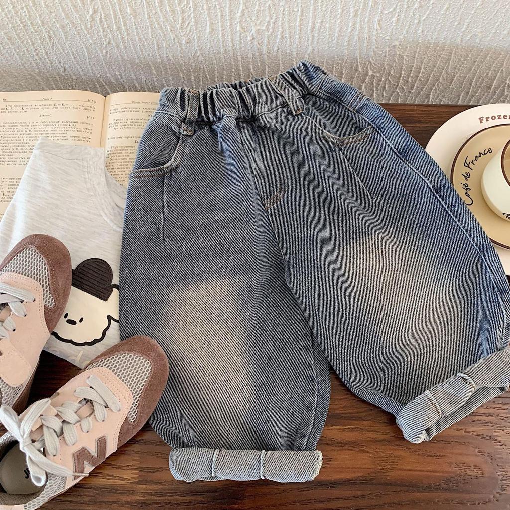 2025 Autumn Fashionable Boys' and Girls' Long Jeans - Trendy Casual Kids' Pants