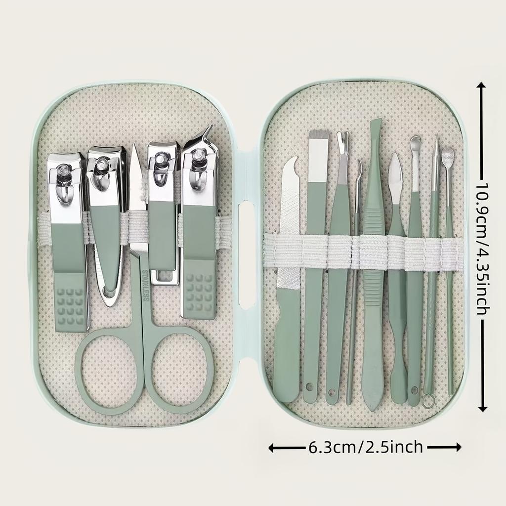 14 in 1 Manicure Pedicure Set, Stainless Steel Nail Care Kit with Modern Concave Nail Clippers, Portable Case for Men Women