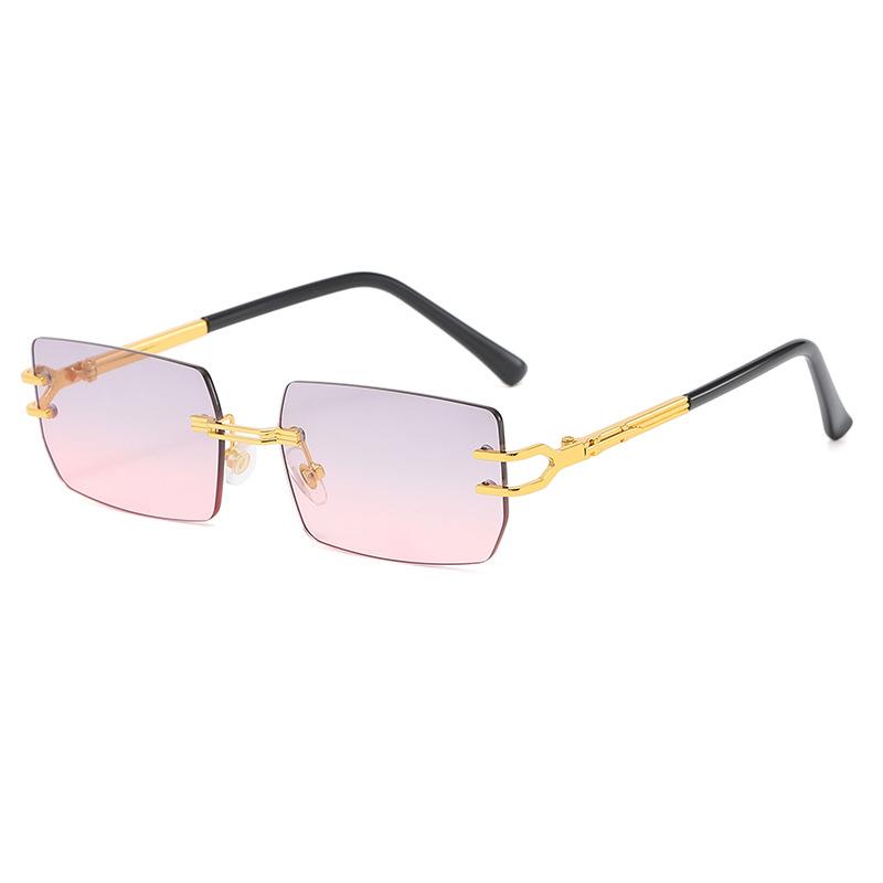 8064 Rimless Sunglasses, Square Gradual Change Glasses, Wind Street Shot Trendy Sunglasses