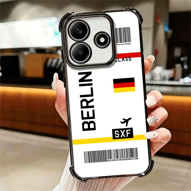 Travel Air Ticket Label Soft Phone Case For Xiaomi Redmi Note 14 15 Pro Plus 13 12 11S 11T 5G 10 9S 9 Plating Anti-Fall Fundas