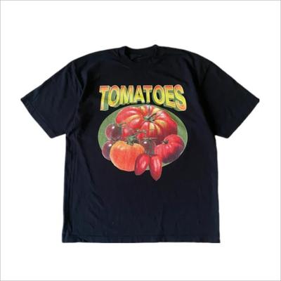 Sommer Neu Y2K Klassisch Tomaten-Print Weiß Rundhals Reine Baumwolle T-Shirt Partner-T-Shirt Harajuku Top Damenbekleidung