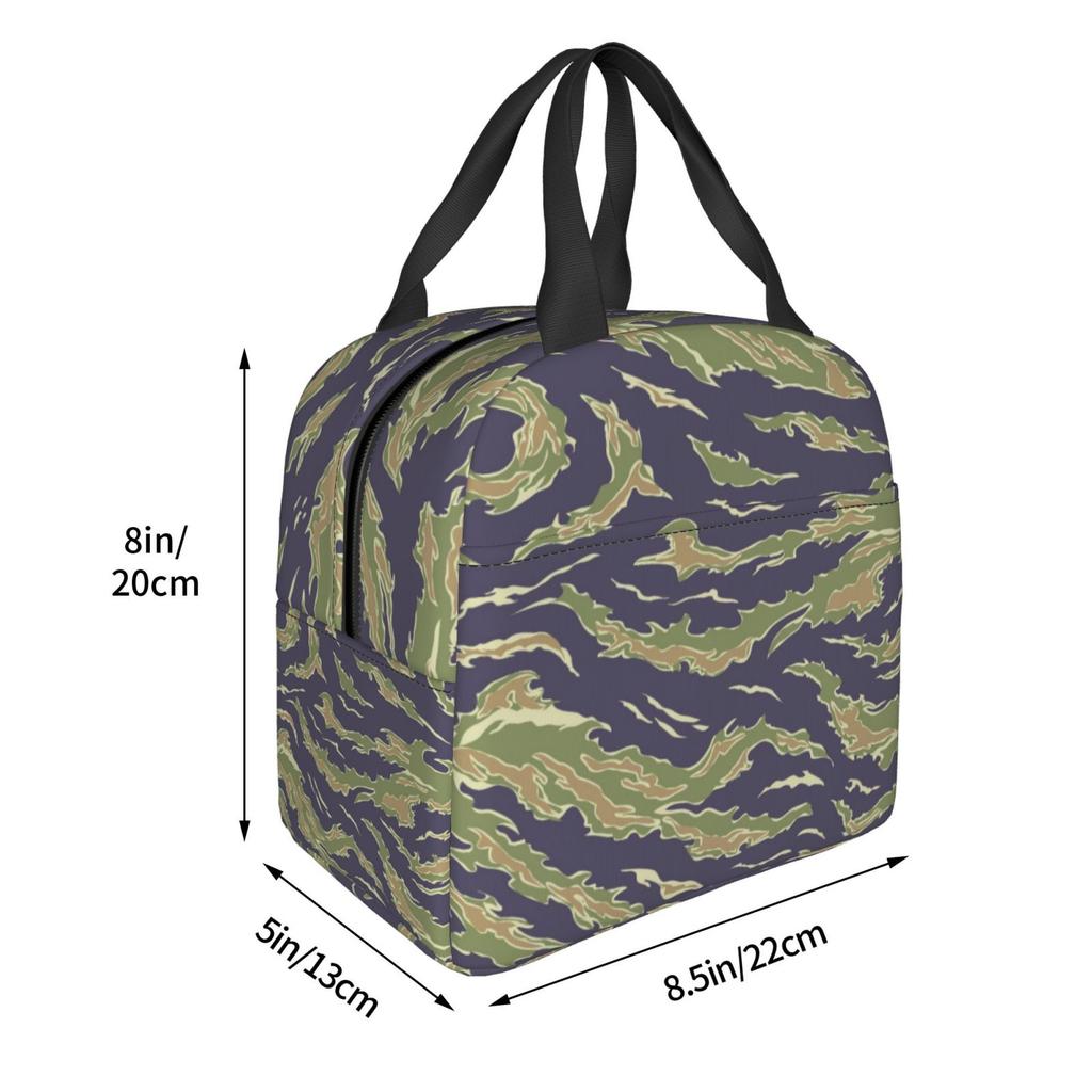 Tigerstreifen Camouflage Print Isolierte Brotdose Auslaufsicherer Thermokühler Lunchtasche für Männer Frauen Kinder Arbeitsweg Picknick