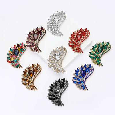 Legering Strass Stor Glas Brosch High-End Retro Dam Sjal Kofta Korsage Smycke Nål
