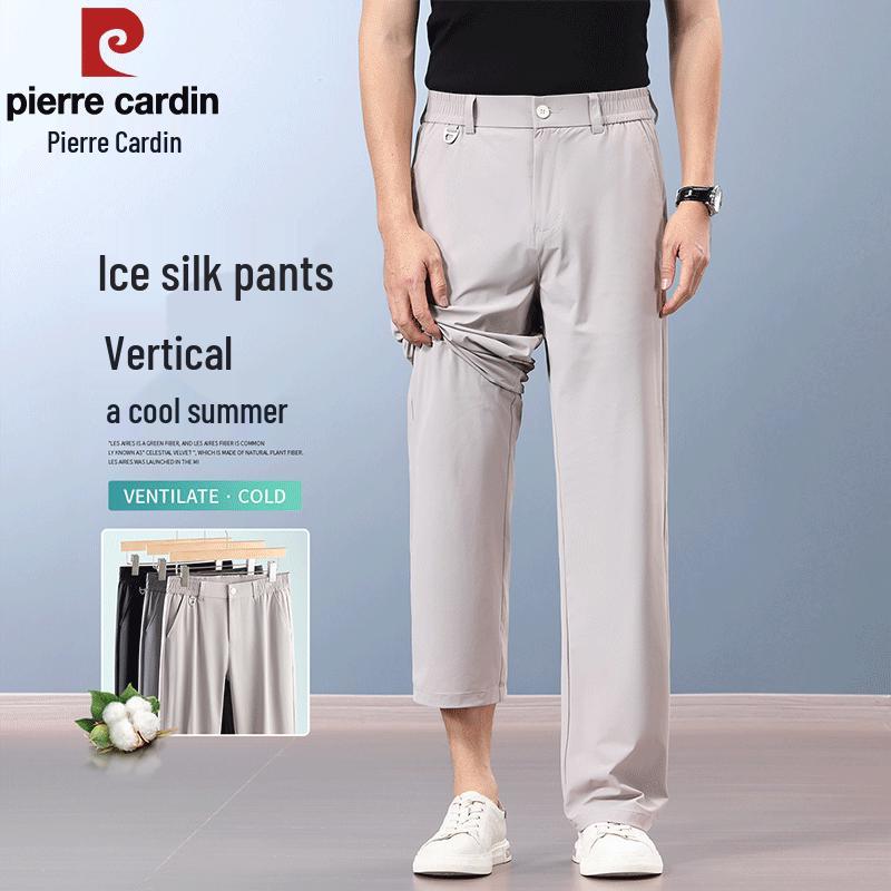 Pierre Cardin Men's Wrinkle-Free Ice Silk Straight-Leg Pants