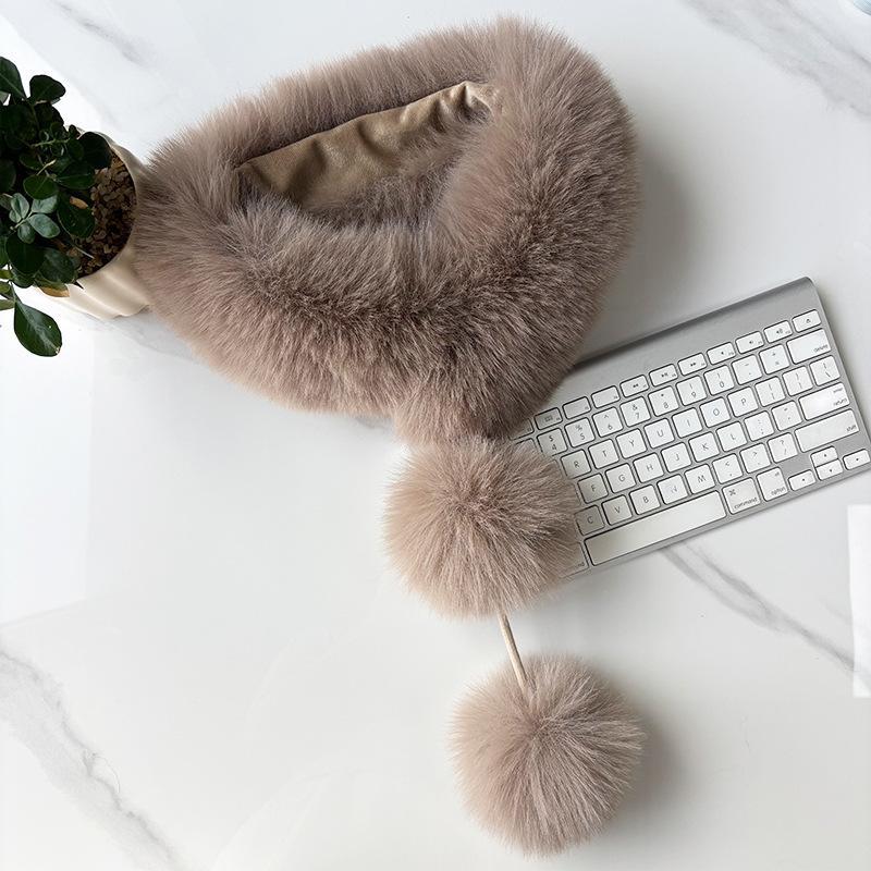 1Pcs Winter Thickened Natural Fox Fur Scarf For Women Magnetic Scarf Neck Warm Fluffy Shawls Female Coat Collar