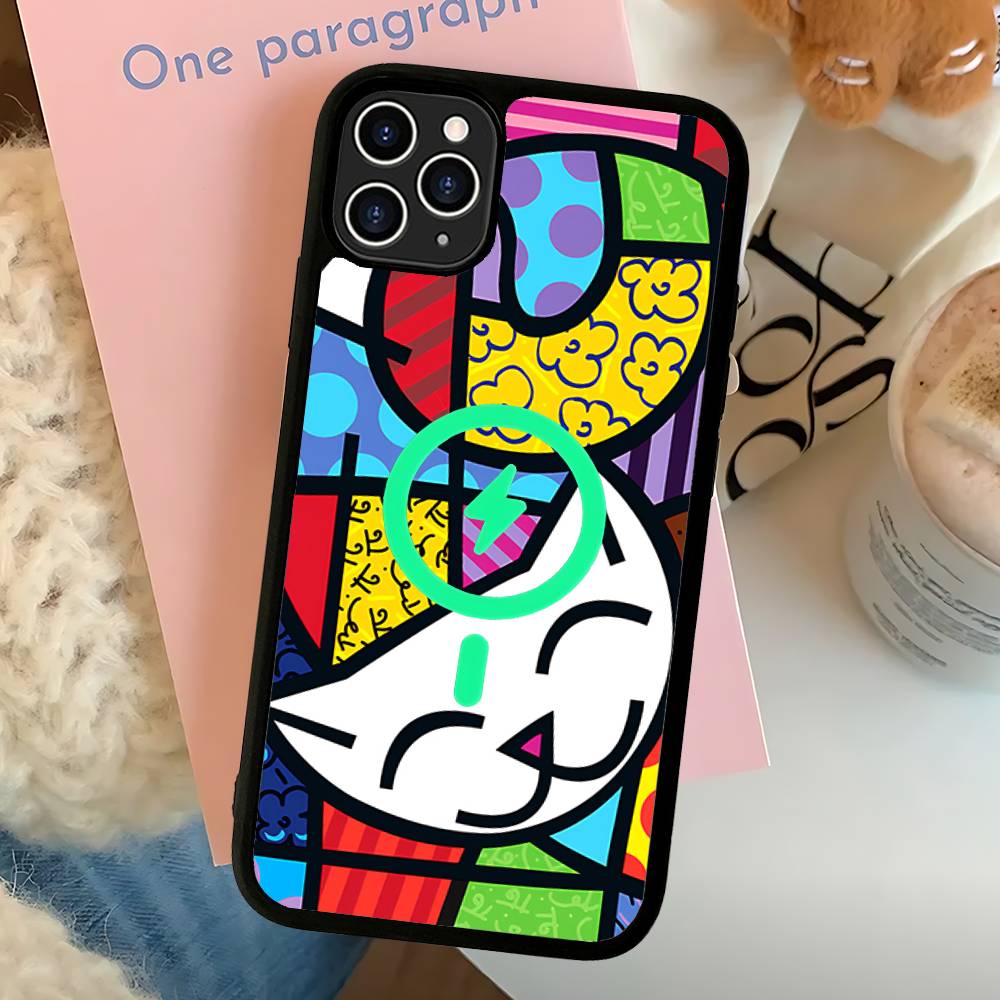 

Colors R-Romero B-Britto Art Magnetic Wireless Phone Case For IPhone 17 16 15 14 Plus 13 12 11 Pro Max iPhone 15pro max